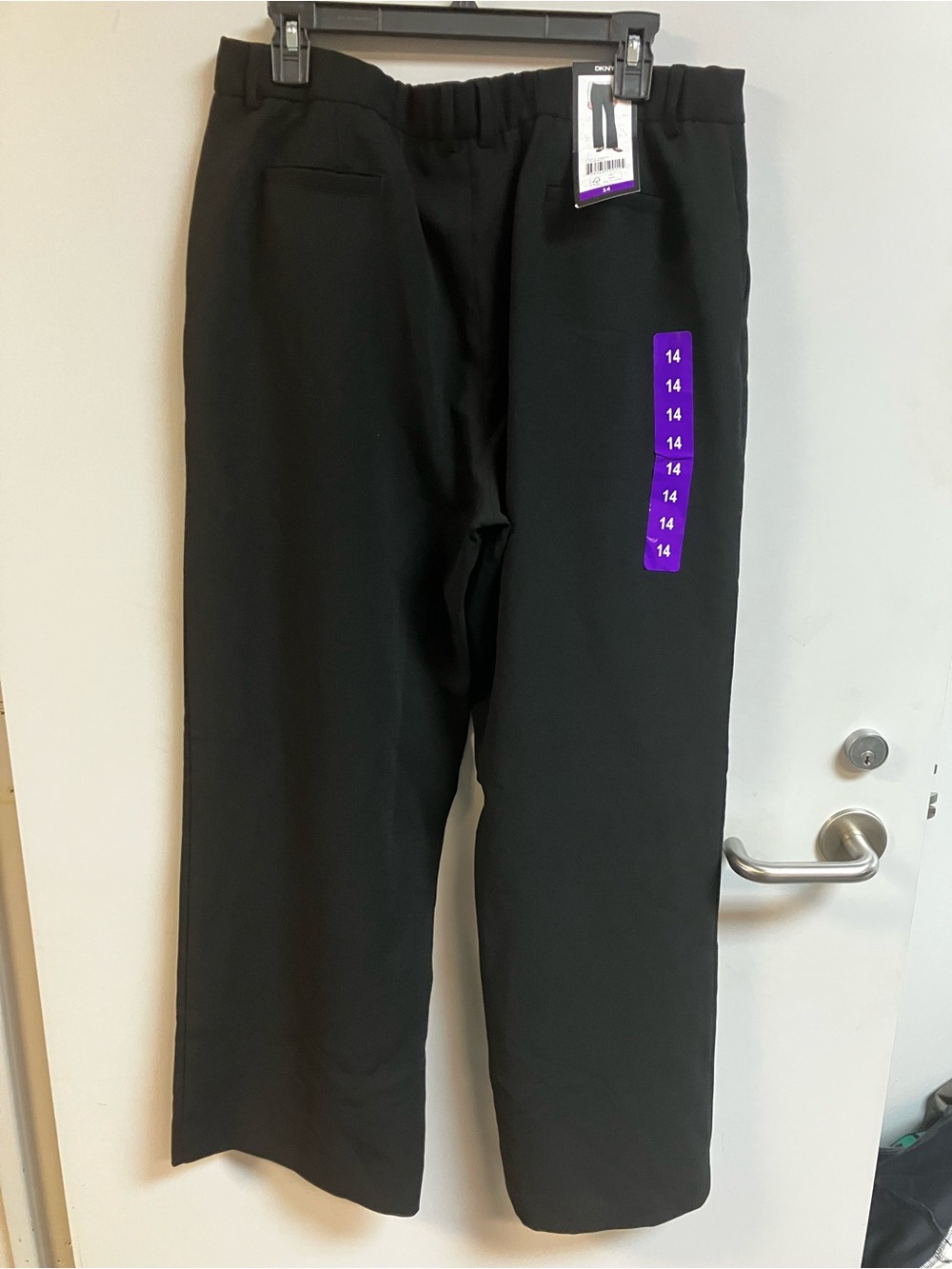 DKNY Black Wide-Leg Trousers with Elastic Waist